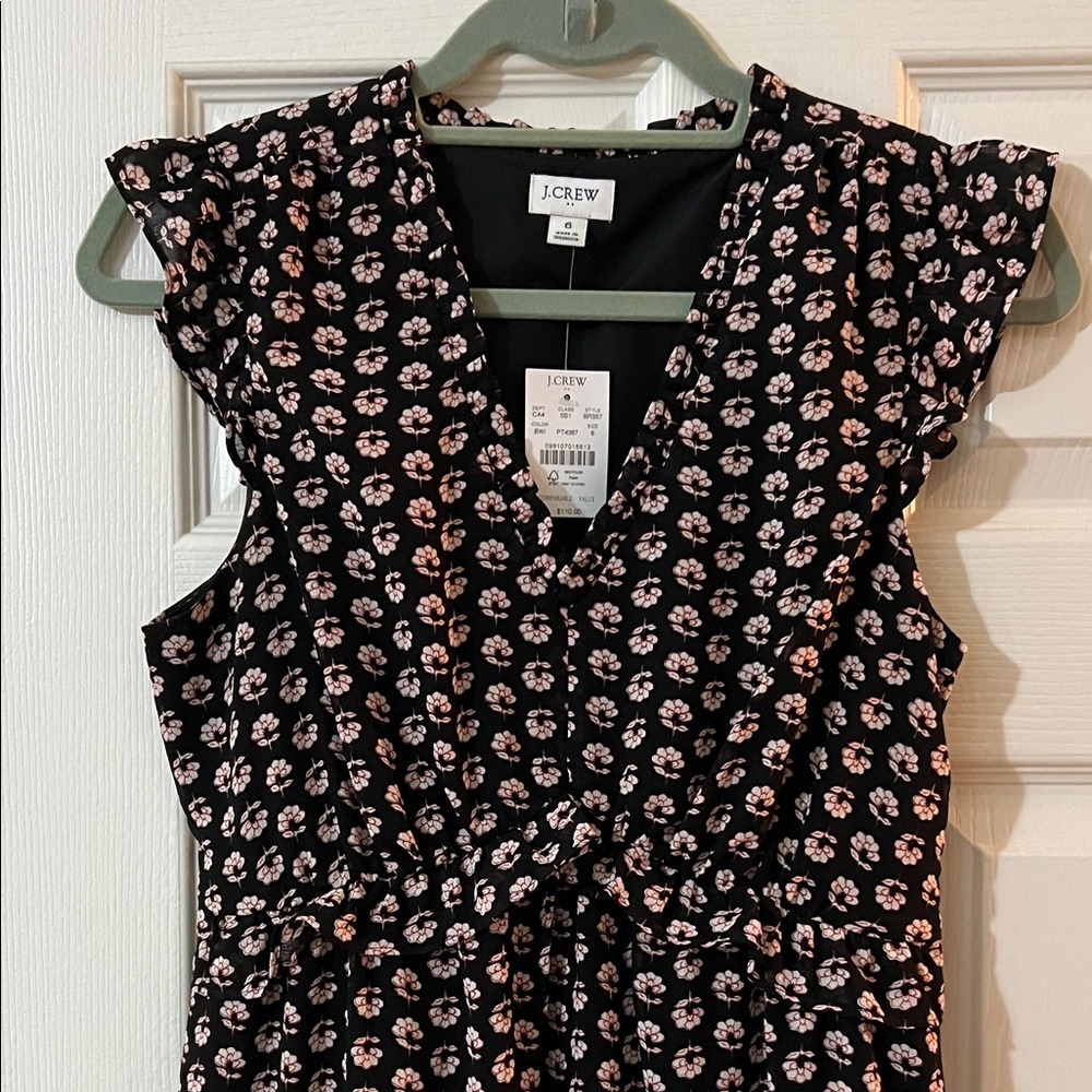 J. Crew Black Dress with Pink Floral Pattern